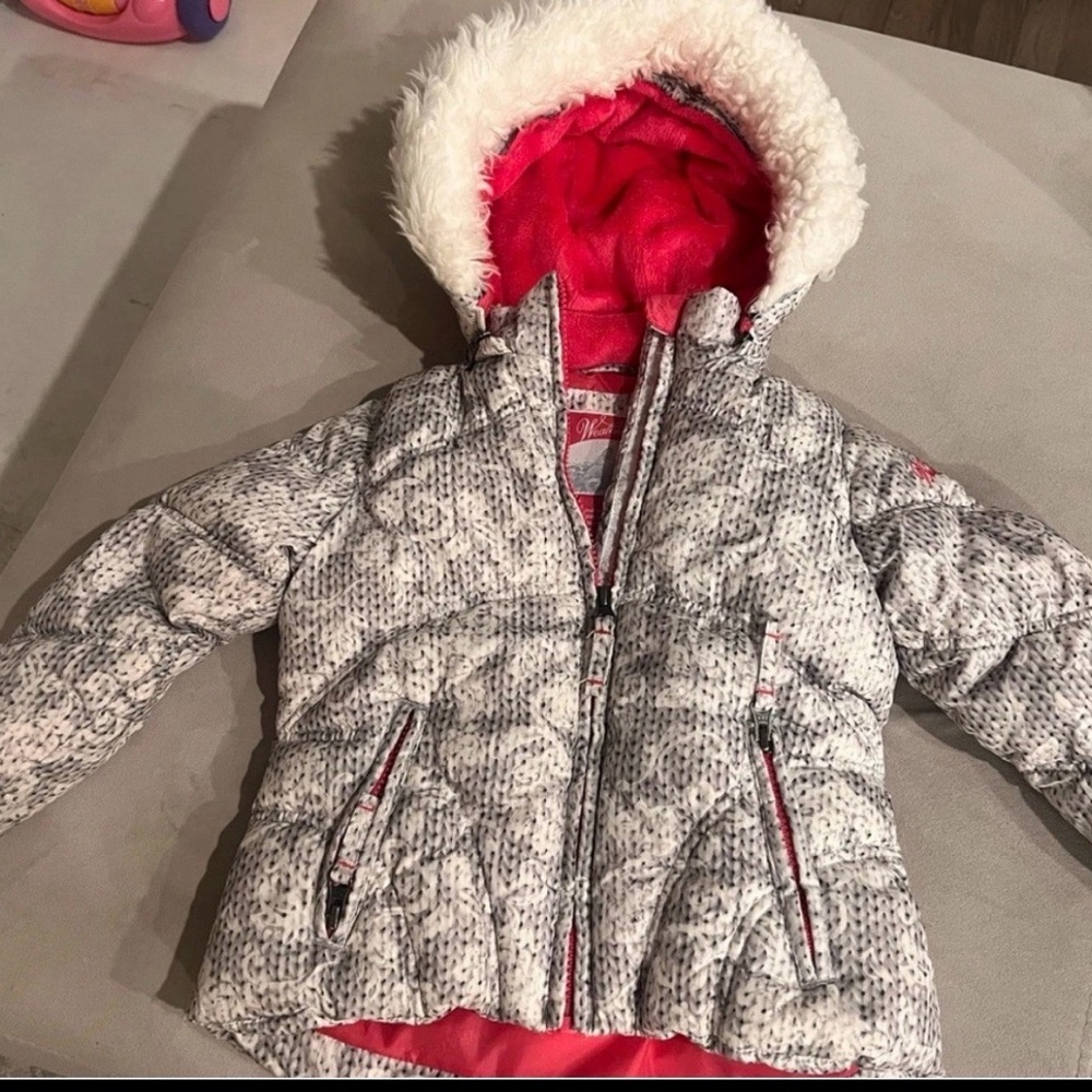 Weatherproof Kids Puffer Jacket - Gray and Hot Pink Size 2T